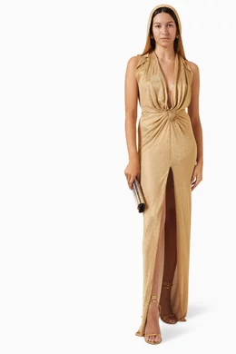 slim fit dress slacks Costarellos - Fara Crepe Crystal Gown main image 1