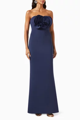 sachin and babi light blue dress Badgley Mischka Collection Strapless Rosette A-Line Gown