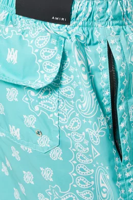 Buy Amiri Blue Bandana Paisley Swim Trunks in Nylon for Men Online
