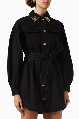 Buy Aje Black Lola Mini Dress in Denim for Women Online | Ounass Kuwait