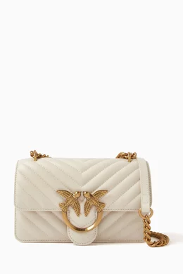 Buy PINKO White Mini Love Icon Crossbody Bag in Quilted Leather