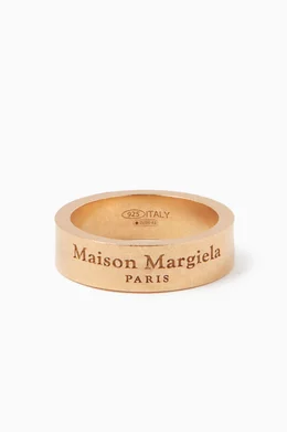 ★Maison Margiela★ Logo Ring Yellow Gold SM1UQ0081SV0158950 Maison Margiela: Gold Logo Ring | SSENSE