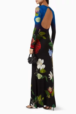 alice and olivia blue leather dress ROSALEE MAXI DRESS in CHATEAU