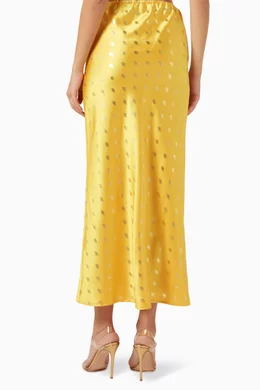 Buy Never Fully Dressed Yellow Dorris Gold-fleck Maxi Skirt in Satin for  Women Online | Ounass Kuwait