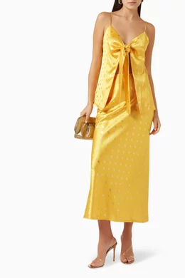 Buy Never Fully Dressed Yellow Dorris Gold-fleck Maxi Skirt in Satin for  Women Online | Ounass Kuwait