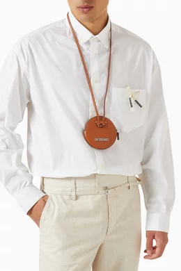 Buy Jacquemus Brown Le Pitchou Circle Pouch in Leather for Men