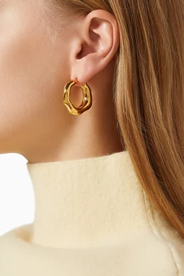 Buy Jil Sander Gold New Lightness Hoop Earrings in Eco Brass for