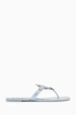 Buy Tory Burch Blue Miller Logo Sandals in Leather for Women