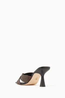 Buy Michael Kors Brown Clara Monogram 75 Mules in Leather for