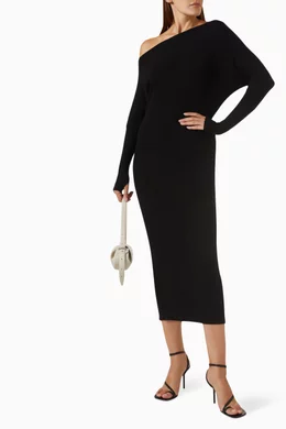 Buy Enza Costa Black Slouch Sweater Midi Dress in Viscose-knit for Women Online