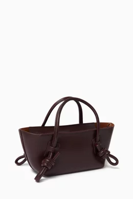 Buy Hereu Burgundy Mini Fleca Baguette Shoulder Bag in Calf