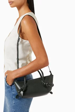 Buy Hereu Green Mini Fleca Baguette Shoulder Bag in Calf-leather