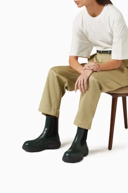 Buy Burberry Green Creeper Chelsea Boots in Leather for Women