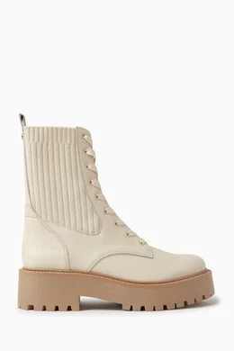 Buy Sam Edelman White Evina Chelsea Combat Boots in Leather for