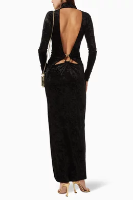 Buy PINKO Black Axel Open back Maxi Dress in Velvet for Women Online Ounass Kuwait