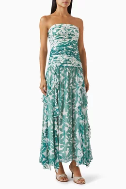 Buy Shona Joy Green Marguerite Strapless Contrast Maxi Dress in Chiffon for  Women Online | Ounass Kuwait