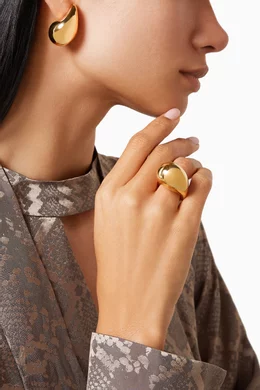 【関税込み】Bottega Veneta ゴールド＆グリーン Drop リング Bottega Veneta Gold & Green Drop Ring In 3350 Dark Green