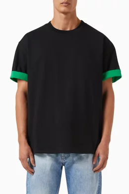 Buy Bottega Veneta Black Double Layered T-Shirt in Cotton