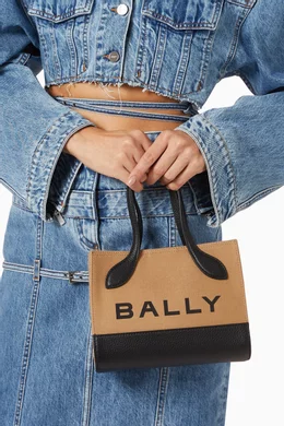 トートバッグ BALLY SS24 Bar Keep On shopper (WAM02GCV034 I182O) Bally Men's Bar Keep On Fabric and Leather Tote Bag | Neiman