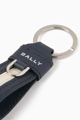 Buy Bally Blue Logo Stripe Key Ring in Leather for Men Online