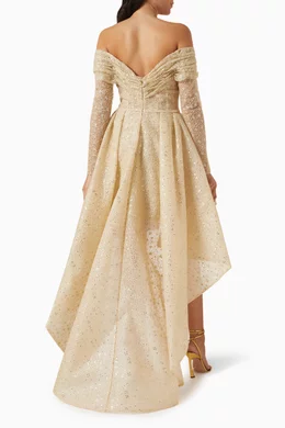 white and gold bodycon dress Light gold taffeta dress – Saiid Kobeisy Online main image 0