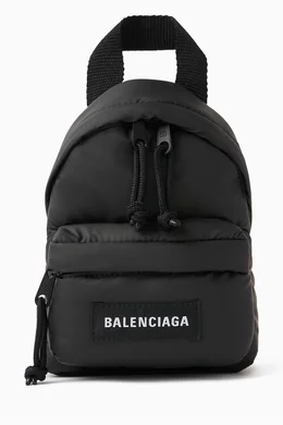 Buy Balenciaga Black Mini Explorer Backpack in Puffed Nylon  display picture 1