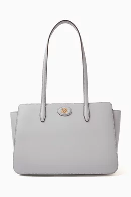 Buy Tory Burch Grey Small Robinson Tote Bag in Pebbled