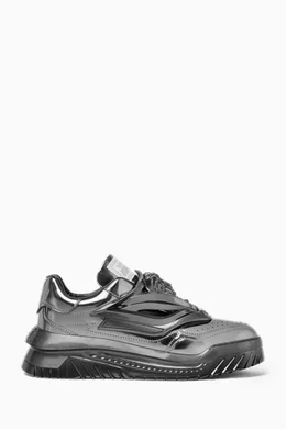 Buy Versace Grey Odissea Sneakers in Calf Leather for Men Online