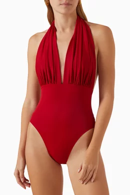 Norma kamali red swimsuit outlet