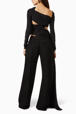 【The Attico】 Stretch-jerseyクロップトップ Buy The Attico Black Elongated-trim Draped Top in Stretch