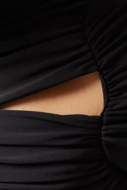 Buy The Attico Black Elongated-trim Draped Top in Stretch