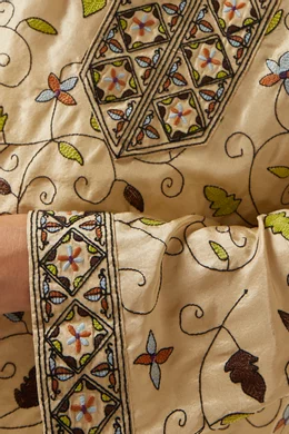 Buy Tory Burch Green Tory Floral-embroidered Tunic in Silk for Women Online 