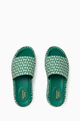 Buy Gucci Green GG Platform Slide Sandals in Logo Canvas for Women