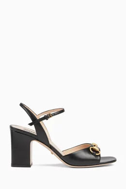 Buy Gucci Black Horsebit Mid-heel Sandals in Leather for Women