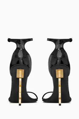 Buy SAINT LAURENT Black Opyum 110 Sandals in Patent Leather for