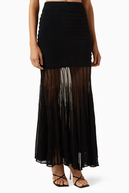 Buy Alexis Black Franki Maxi Skirt in Sheer Overlay for Women Online Ounass Kuwait
