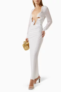 Buy Christopher Esber White Venusa Plunge Shirt Dress in Mesh for