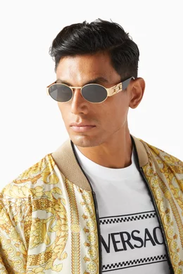 Versace Round Sunglasses Gold VERSACE BROWN GOLD MEDUSA LOGO  display picture 1
