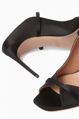 Buy Malone Souliers Black Noah 90 Mule Sandals in Satin for Women