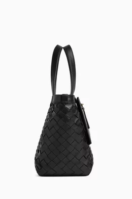 Buy Bottega Veneta Black Small Flip Flap Bag in Intrecciato