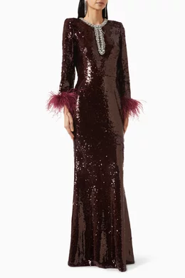 princess polly baby blue dress Lapel Collar Long Sleeve Feather Decor Mini Dresses-Burgundy