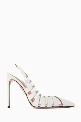 Buy Aquazzura White Hot Rumor Slingback 105 Pumps in Plexi Suede