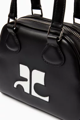 Buy Courreges Black Mini Bowling Bag in Leather for Women Online 