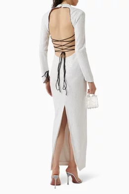 Buy Rasario White Cut out Dress in Sequin for Women Online Ounass Kuwait