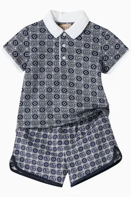 Buy Gucci Blue Baby Double G Swim Shorts in Nylon for Baby Boys