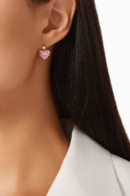 Buy Crystal Haze Pink Baby Love Earrings in 18kt Gold-plated Brass