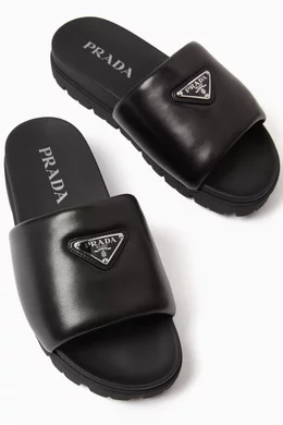 Nappa Leather Slides Prada Slide Sandals Buy Prada Black