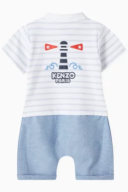 Buy KENZO KIDS White Logo-print Striped Romper in Cotton for Baby
