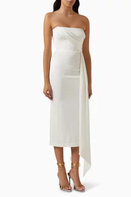 alex perry white midi dress Alex Perry Strapless Sequined Crepe Midi Dress - Women - White Dresses