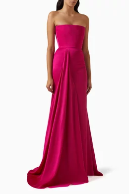 Buy Alex Perry Pink Strapless Gathered Drape Gown in Satin Crepe for Women Online Ounass Kuwait